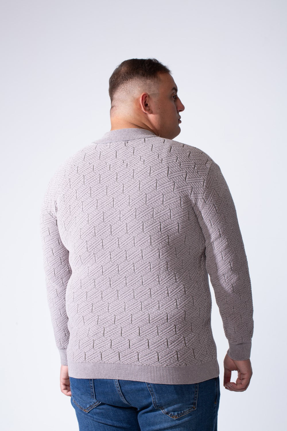 Men's Quarter-Zip Textured Chevron Knit Pattern With Practical High Neckline  Slim Fit Versatile Casual Big Size Pullover