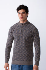 Men's Half Zip Round Neckline Knit Slim Fit Casual Pullover