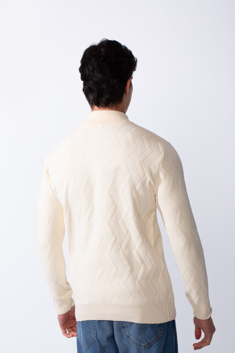 Men's Half Zip Round Neckline Knit Slim Fit Casual Pullover