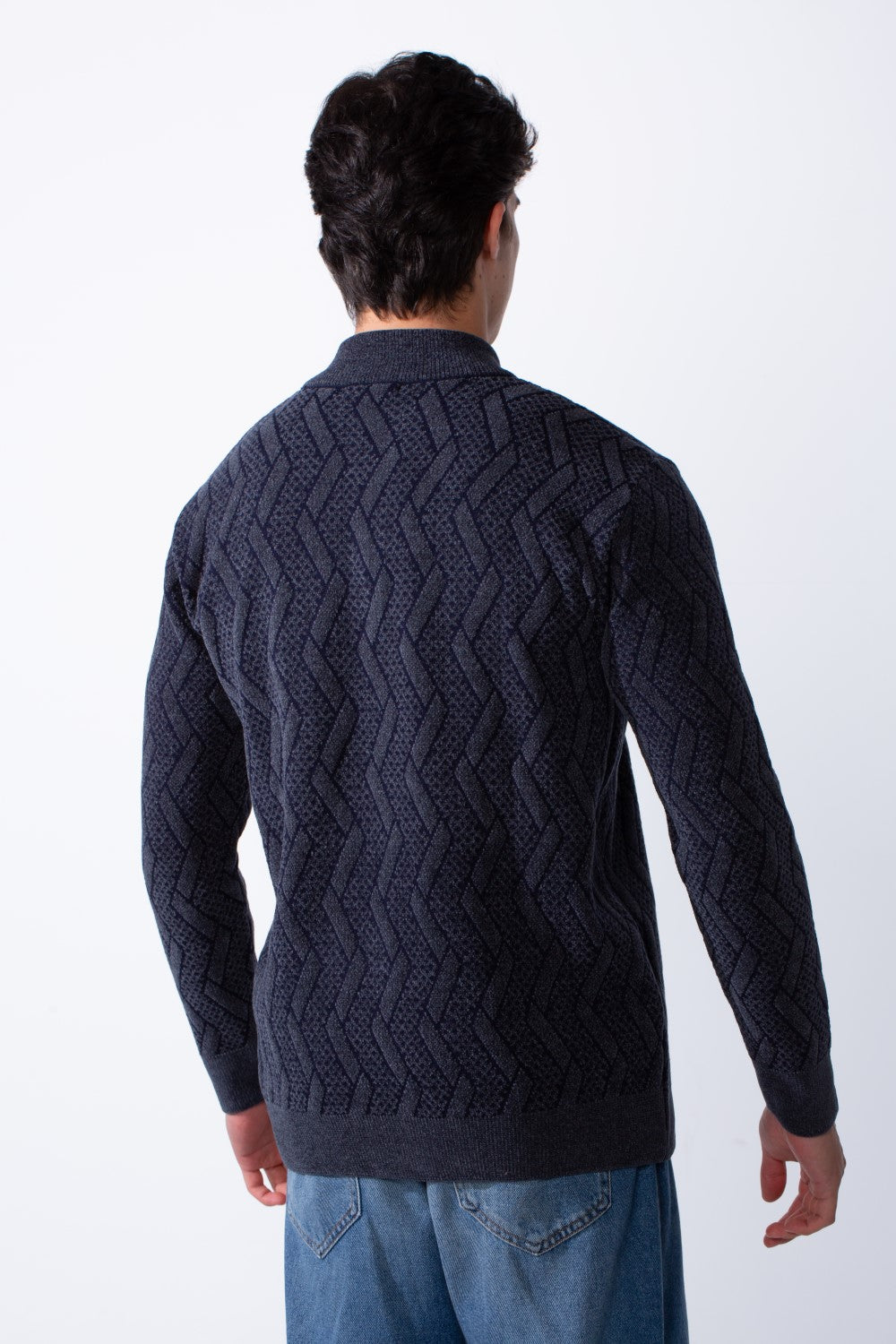Men's Half Zip Round Neckline Knit Slim Fit Casual Pullover