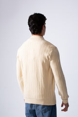 Men's High Neckline Half Zip With Classic Ribbed-Knit Texture Pullover