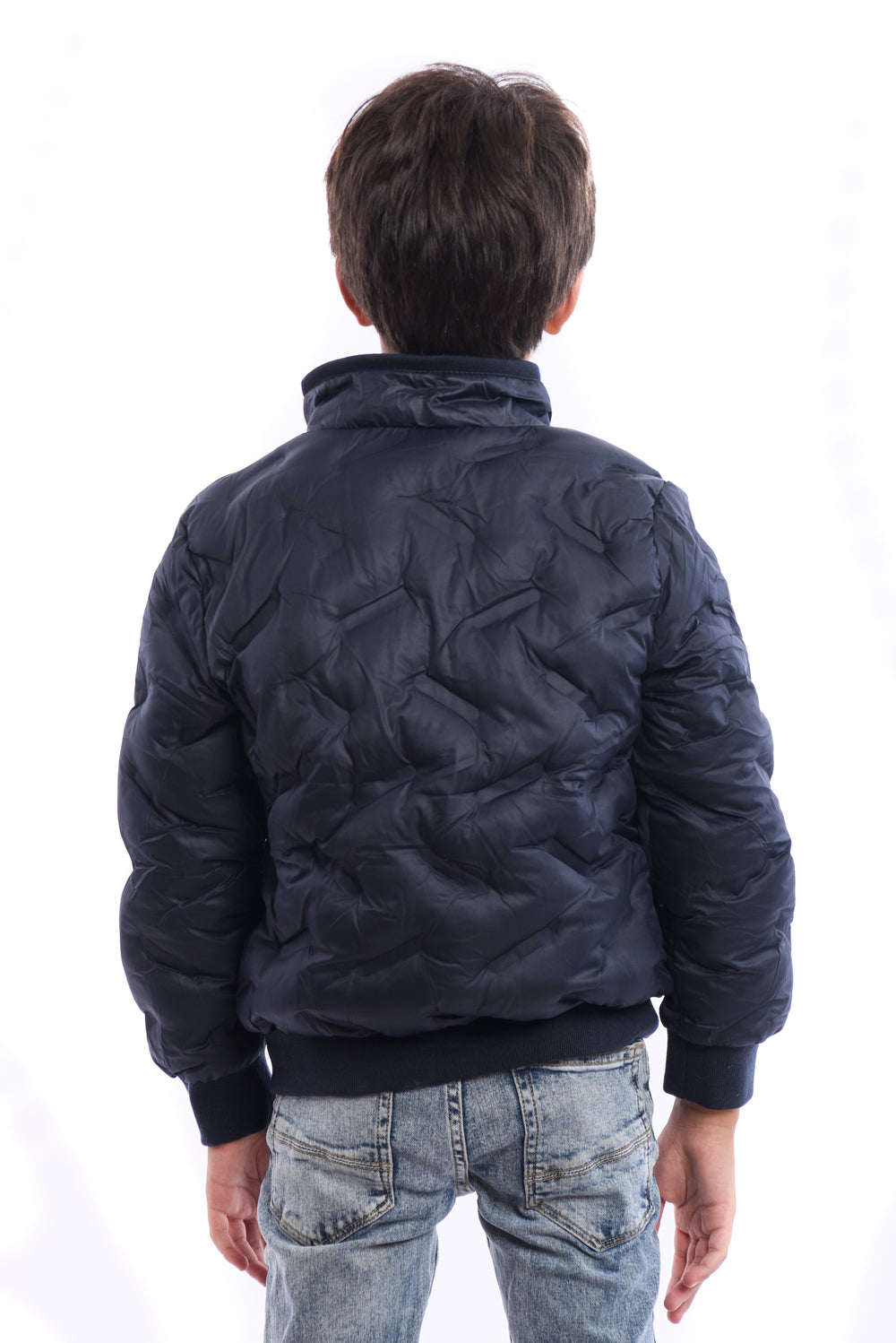 Boy's Full Zipper Casual Padded Waterproof Jacket With Side Pocket