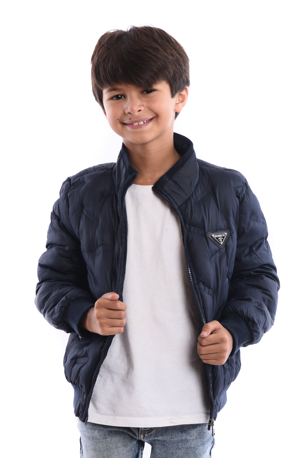 Boy's Full Zipper Casual Padded Waterproof Jacket With Side Pocket