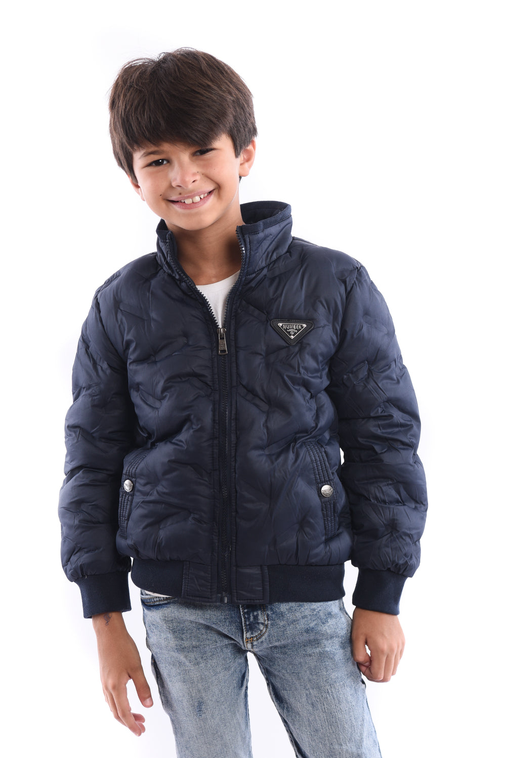 Boy's Full Zipper Casual Padded Waterproof Jacket With Side Pocket