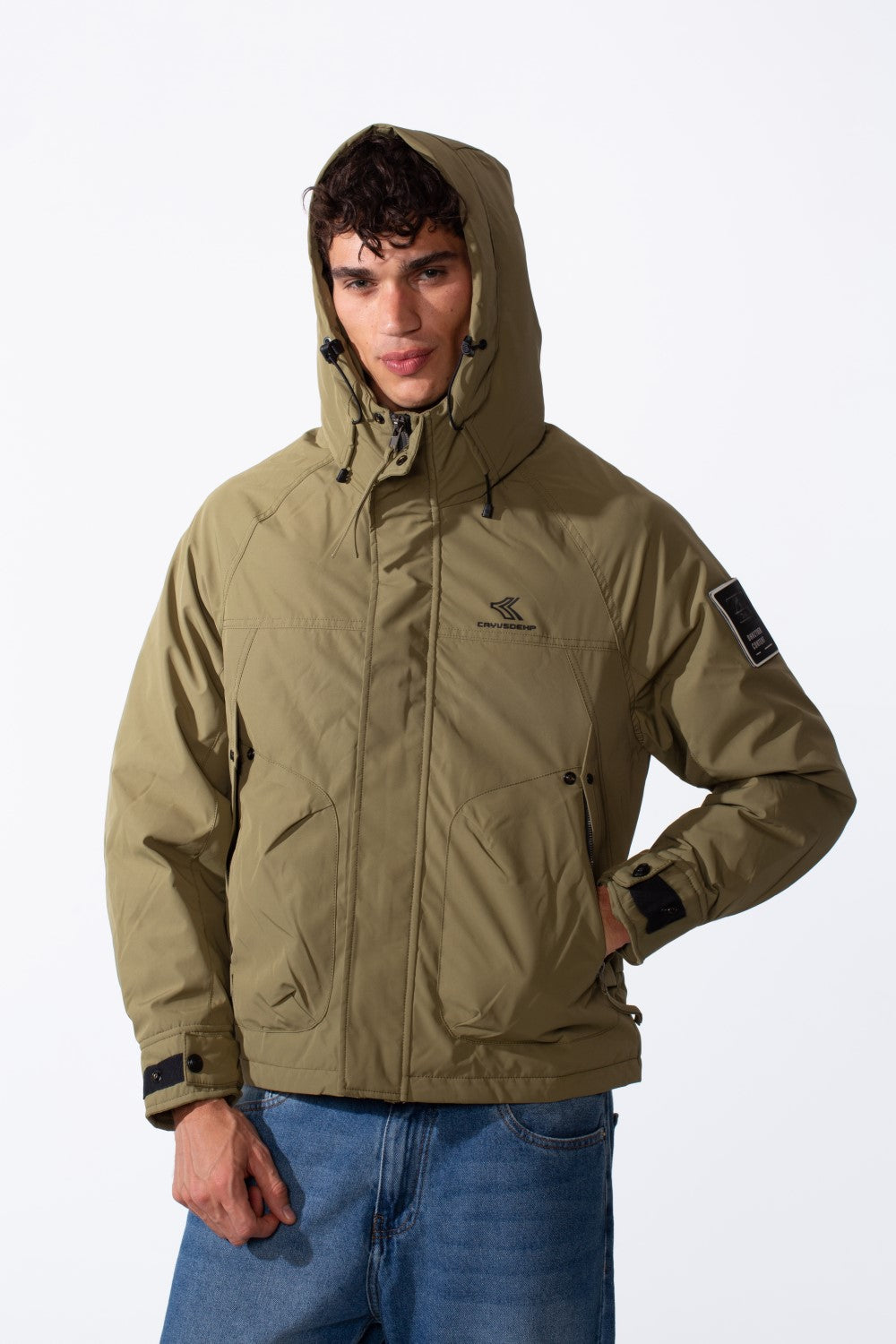 Men's Hooded Waterproof Tomato Jacket With Pockets