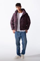 جاكيت مقاوم للماء بغطاء رأس وجيوب أمامية للرجال