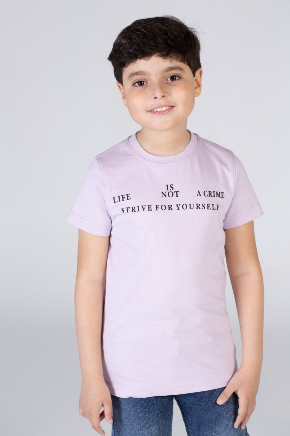 Boys Printed Round Neck Regular Fit T-shirt  With Short Sleeves