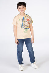 تي شيرت أولاد نصف كم بطباعة جانبية مميزة