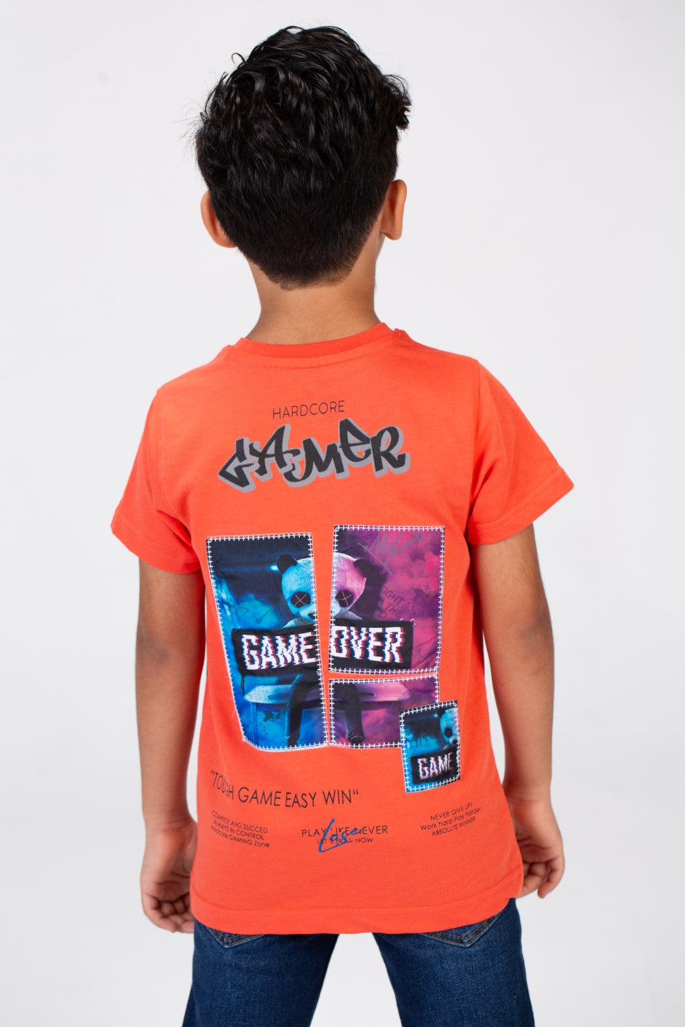 Boys Half Sleeves T-shirt With A Round Neck And A Print On The Front And Back