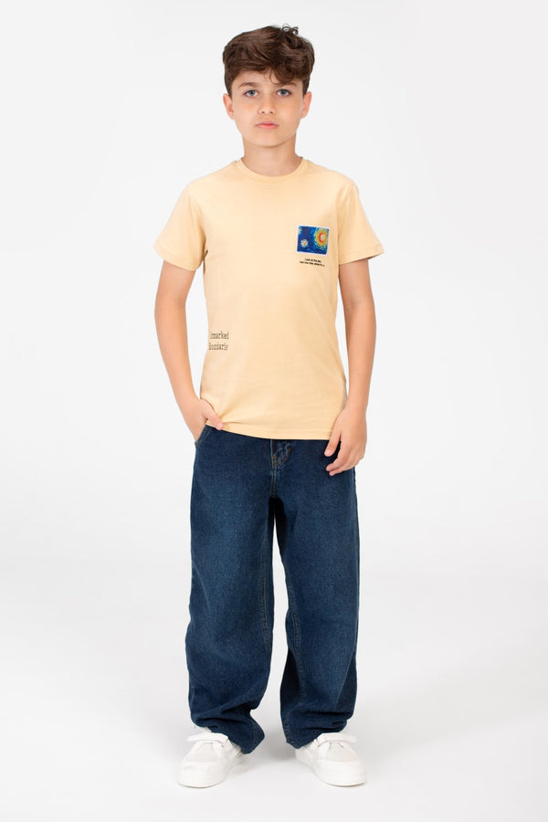 Boy's Graphic Print Crew Neck T-Shirt