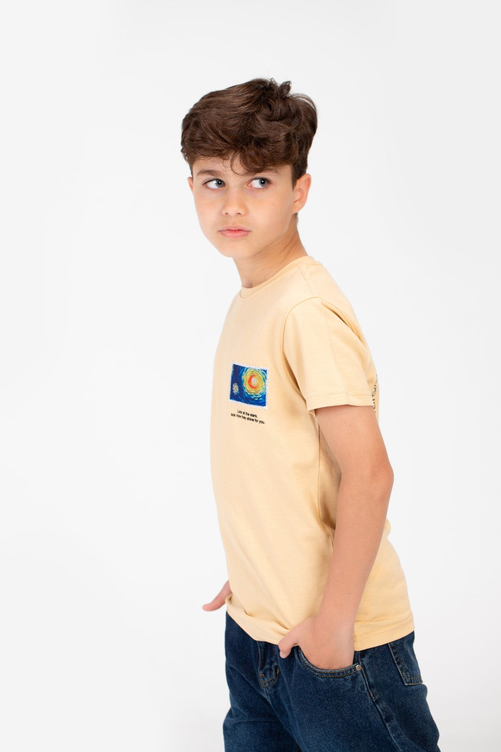 Boy's Graphic Print Crew Neck T-Shirt