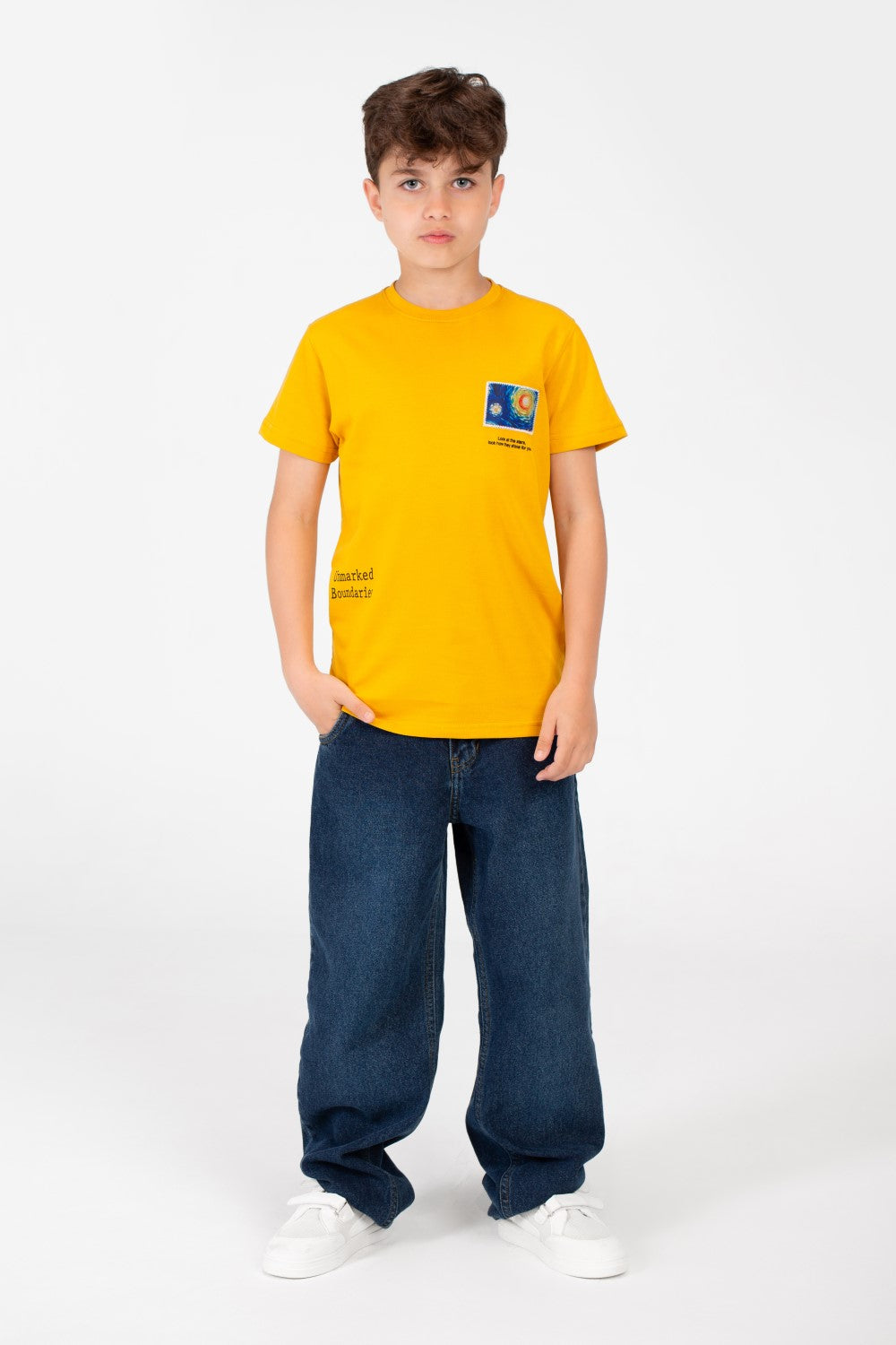 Boy's Graphic Print Crew Neck T-Shirt