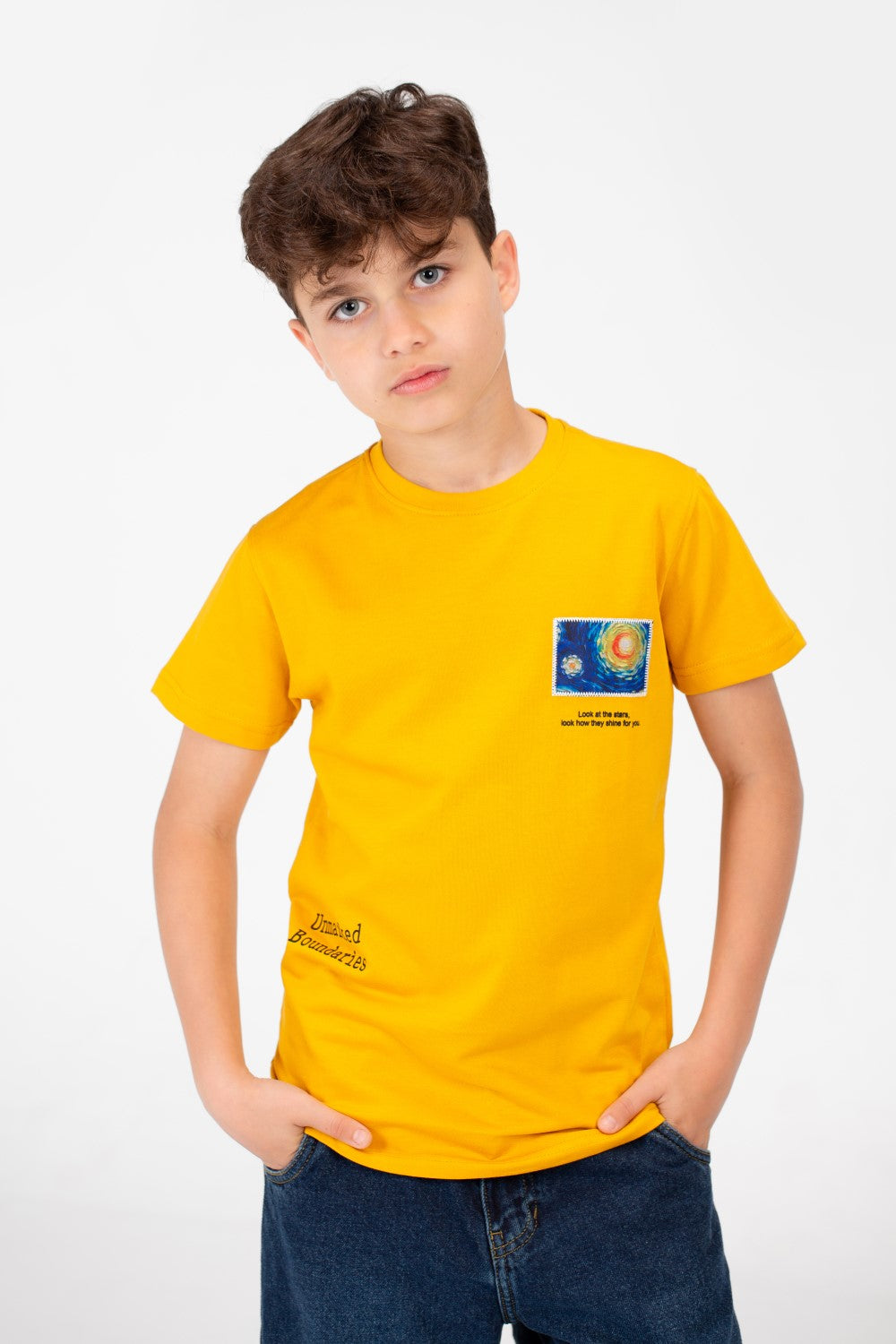 Boy's Graphic Print Crew Neck T-Shirt