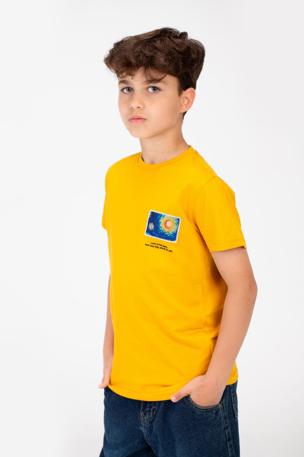 Boy's Graphic Print Crew Neck T-Shirt