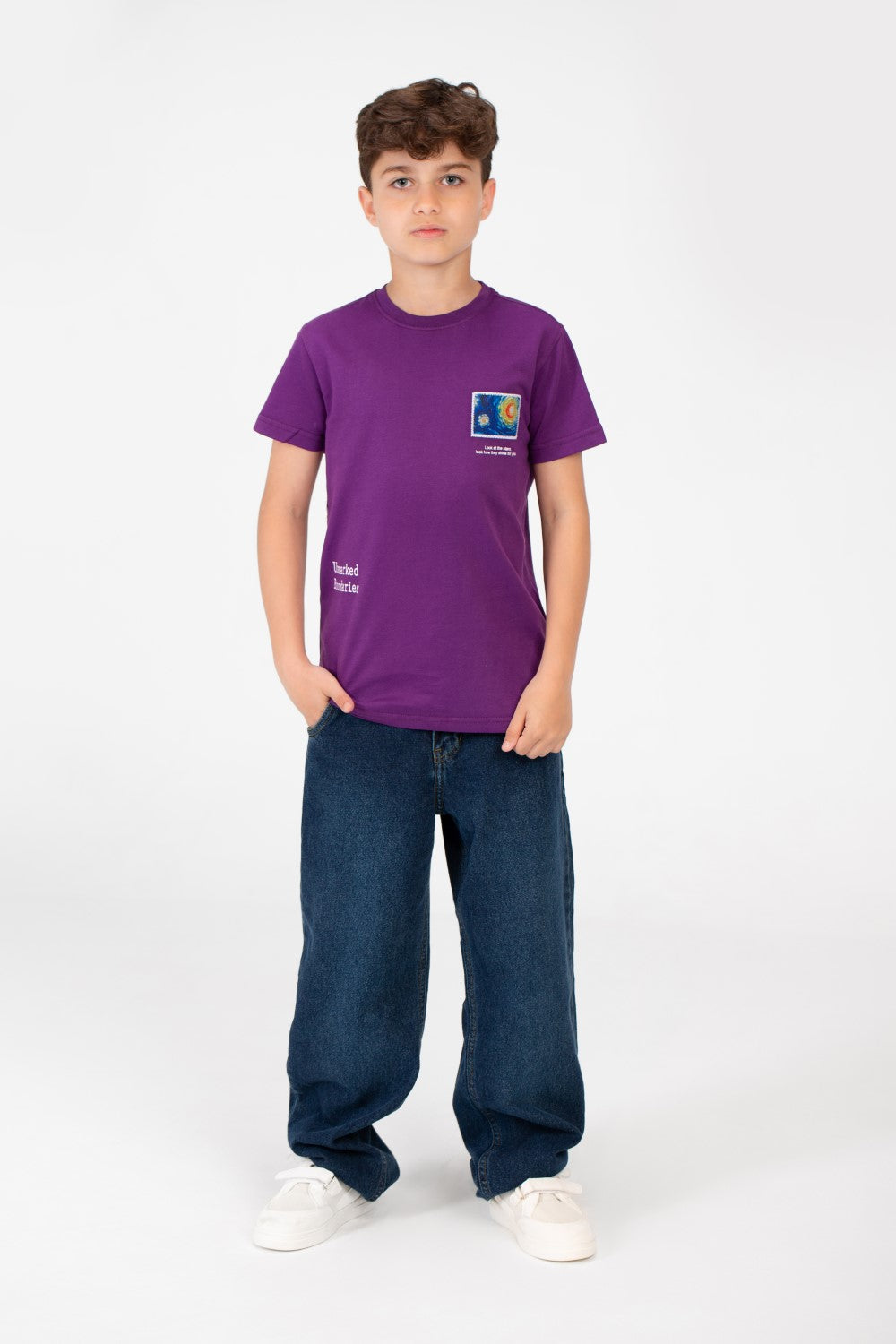 Boy's Graphic Print Crew Neck T-Shirt