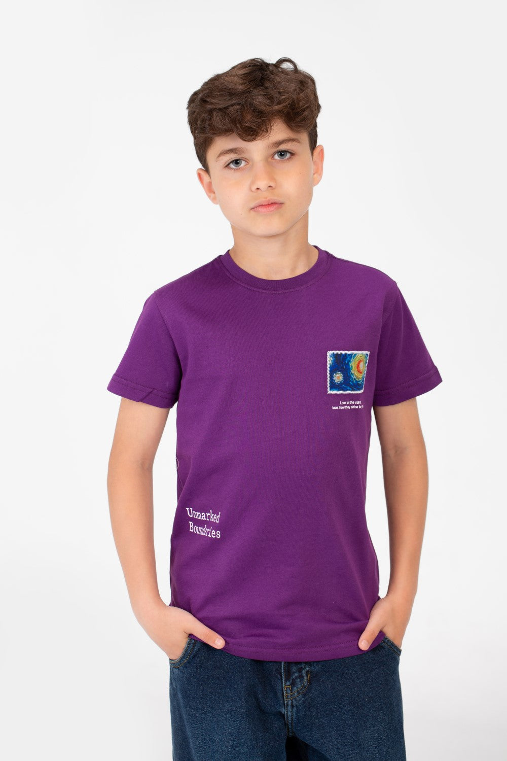 Boy's Graphic Print Crew Neck T-Shirt