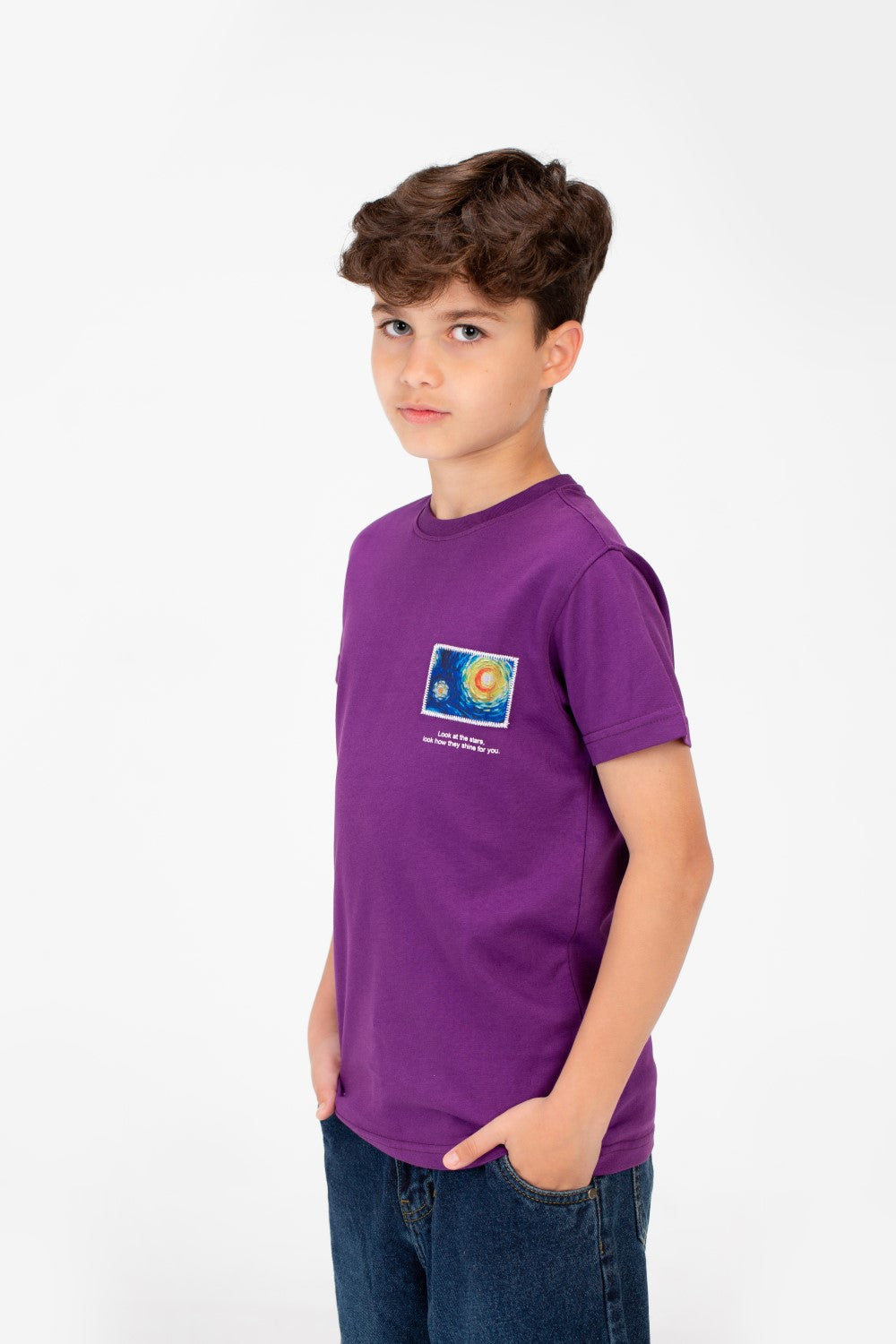 Boy's Graphic Print Crew Neck T-Shirt