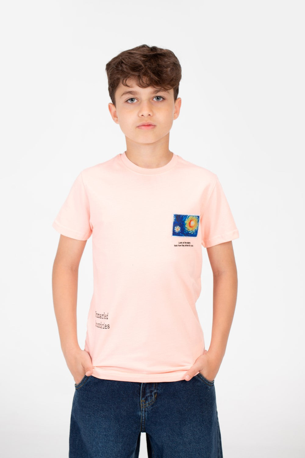 Boy's Graphic Print Crew Neck T-Shirt