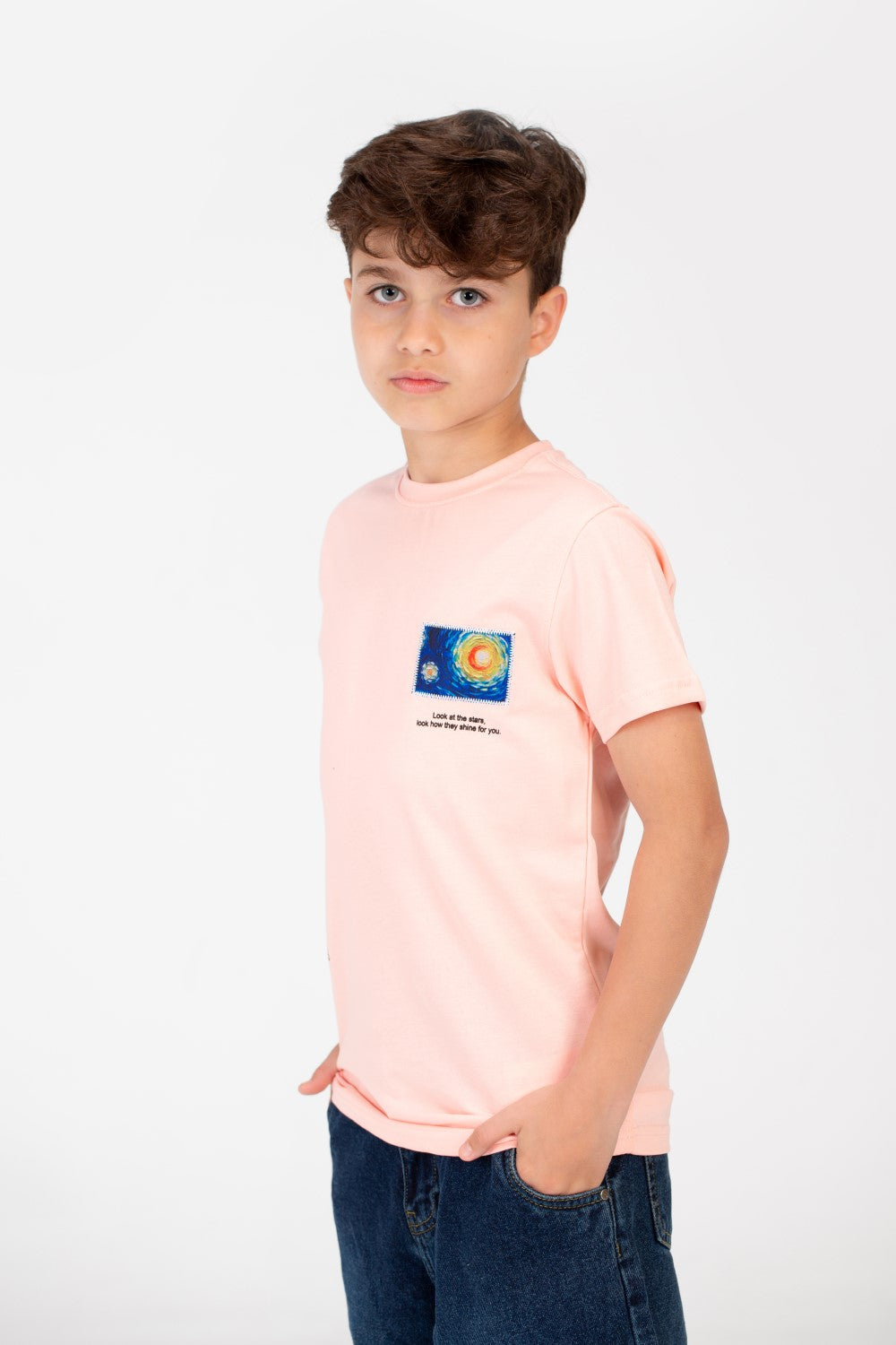 Boy's Graphic Print Crew Neck T-Shirt