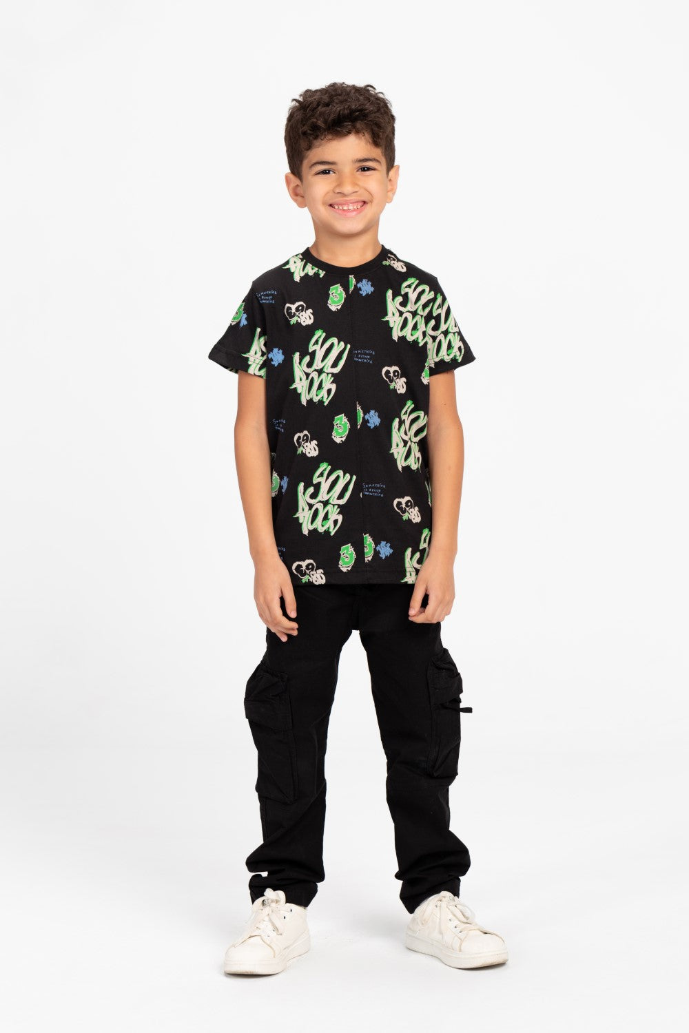 Boys Half Sleeve Oversize T-shirt With Front And Back Print