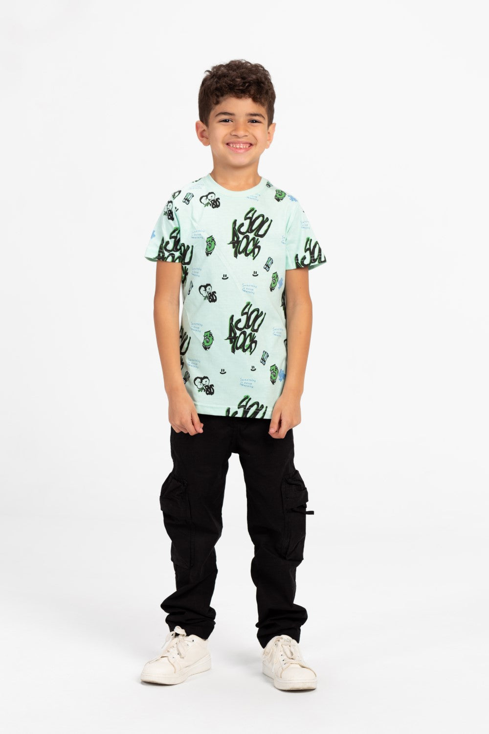 Boys Half Sleeve Oversize T-shirt With Front And Back Print