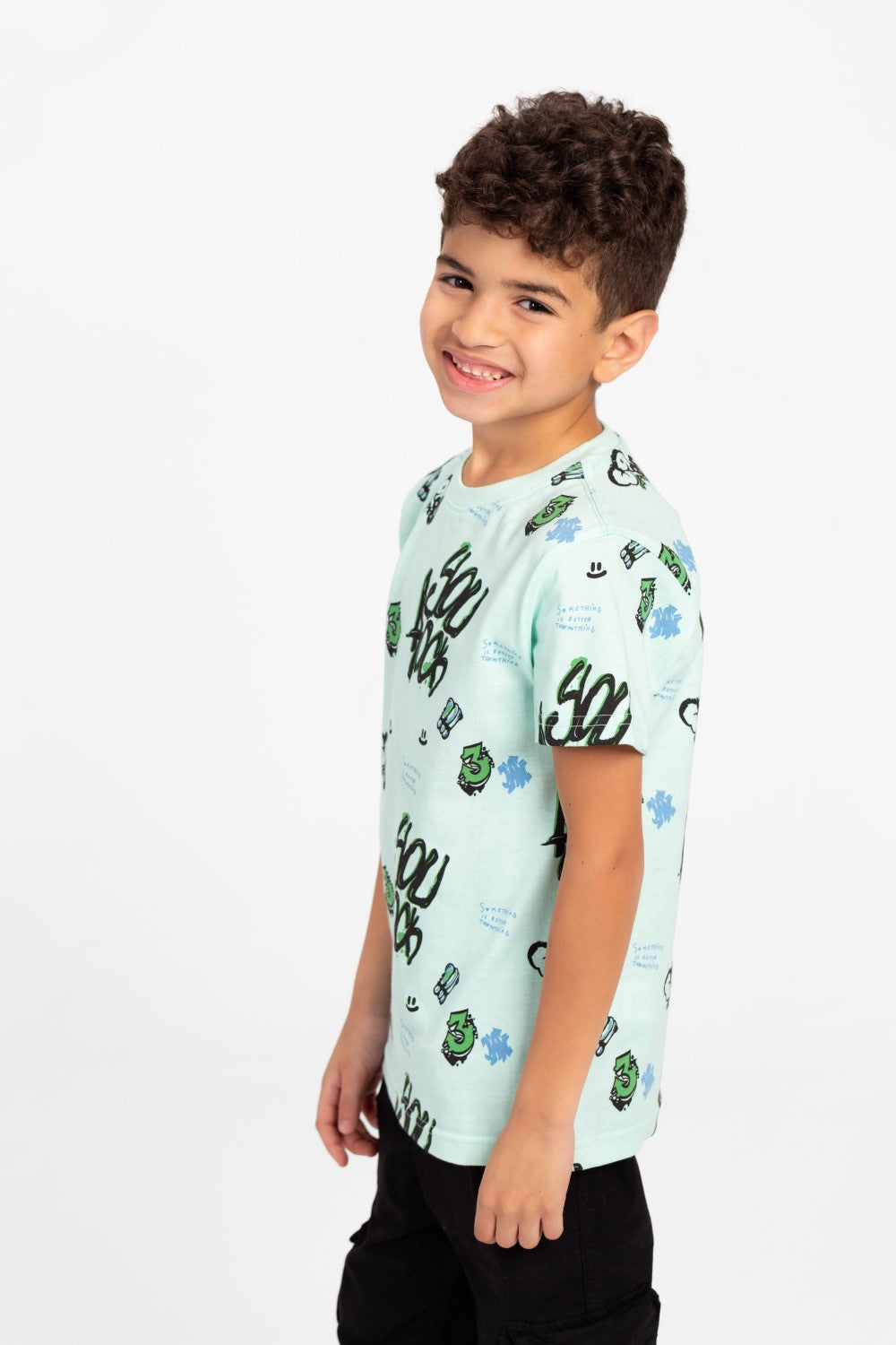 Boys Half Sleeve Oversize T-shirt With Front And Back Print