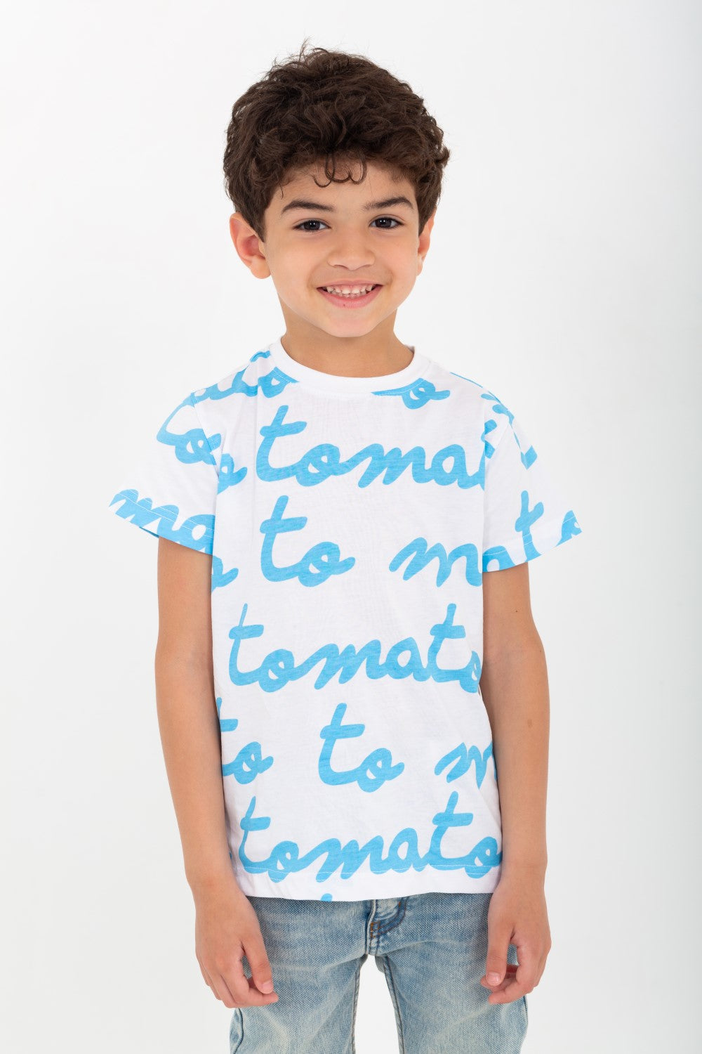 Boys' Half-Sleeve T-shirt With Tomato Printed  And A Comfortable Material