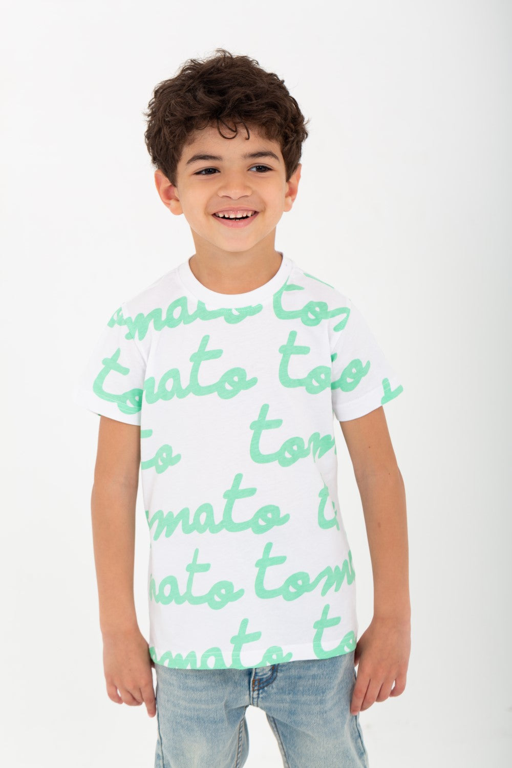 Boys' Half-Sleeve T-shirt With Tomato Printed  And A Comfortable Material