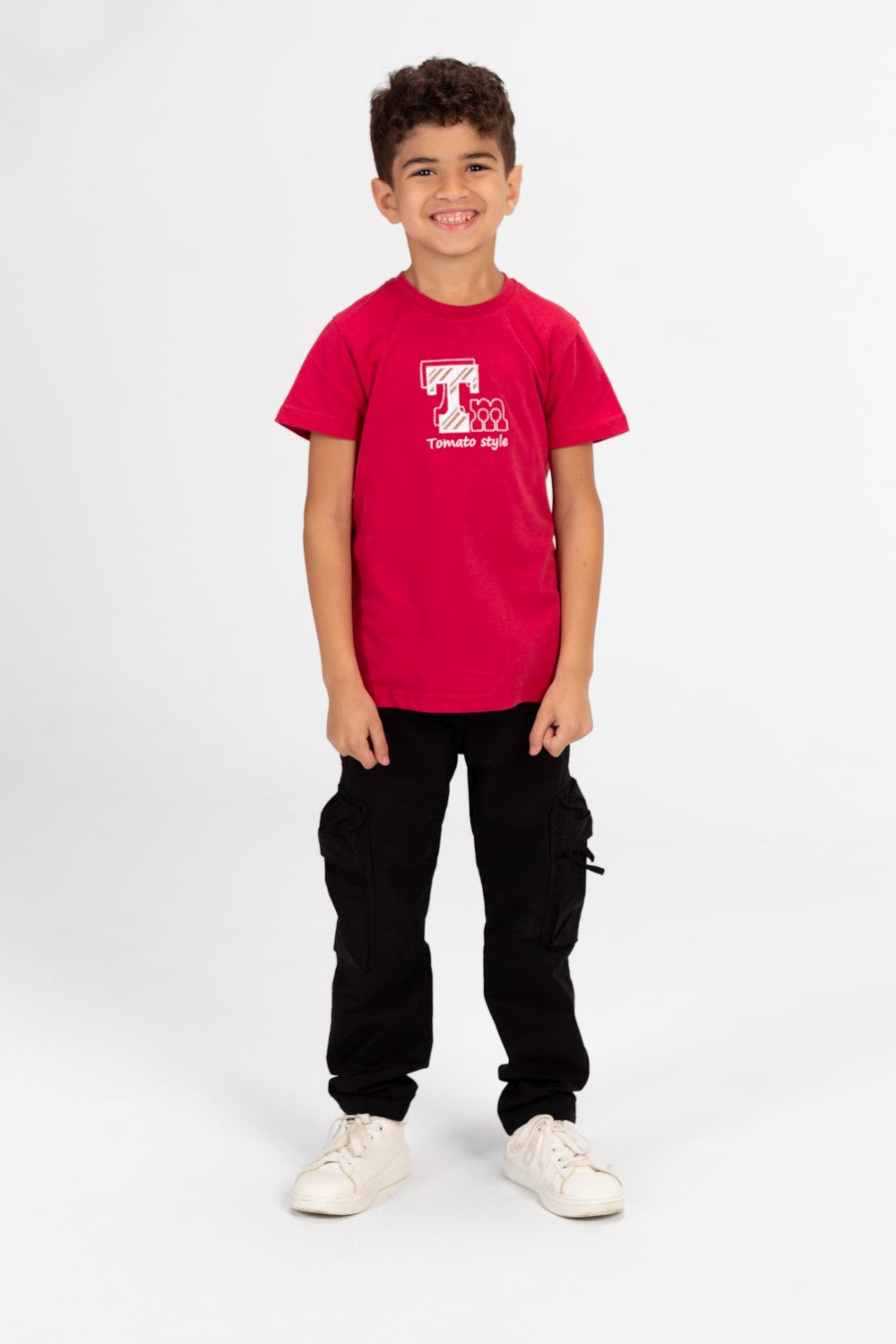 Boy's Tomato Style Print Half Sleeve T-shirt