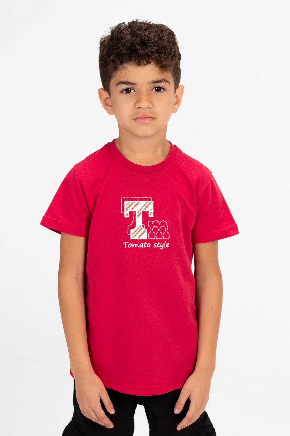 Boy's Tomato Style Print Half Sleeve T-shirt