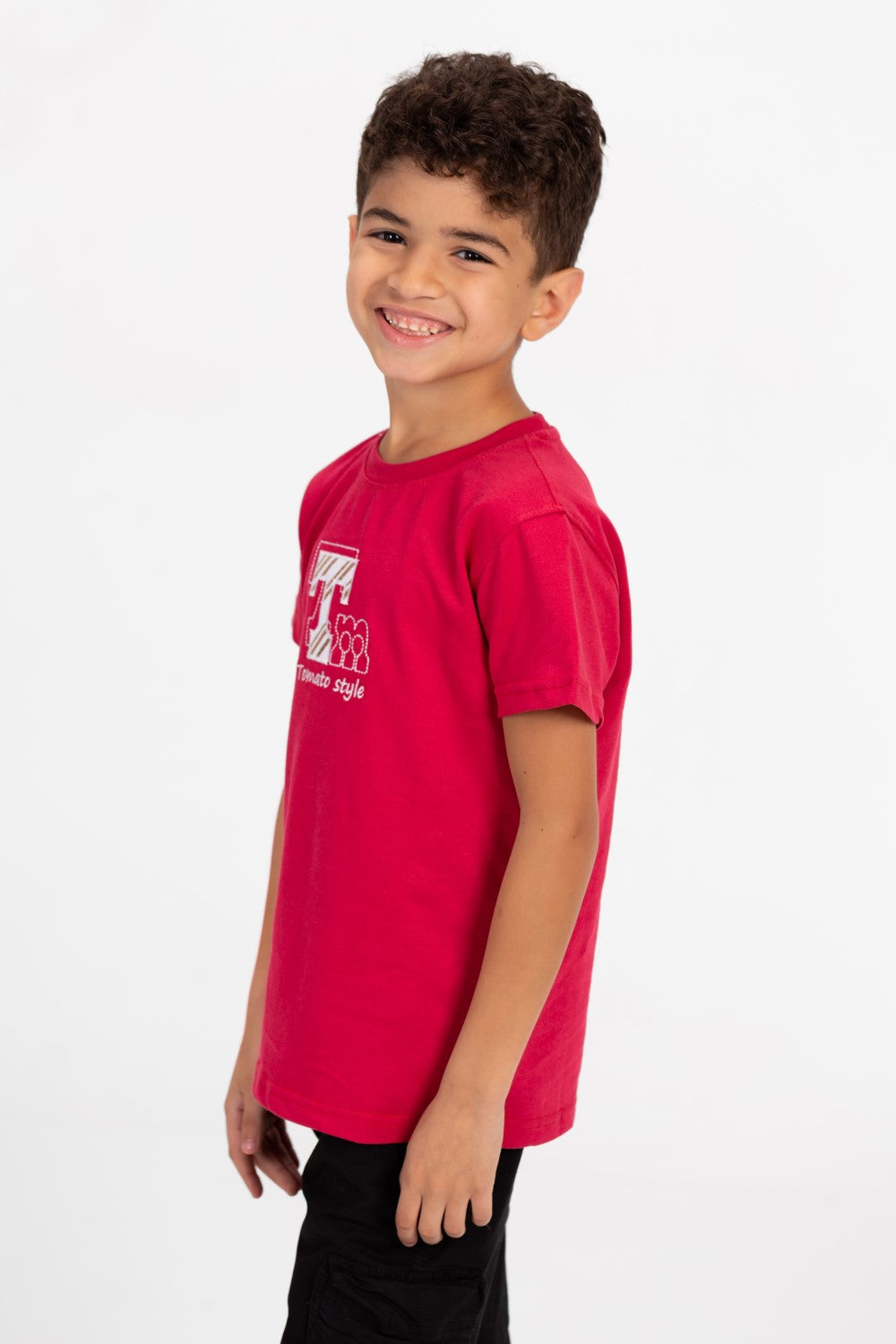 Boy's Tomato Style Print Half Sleeve T-shirt