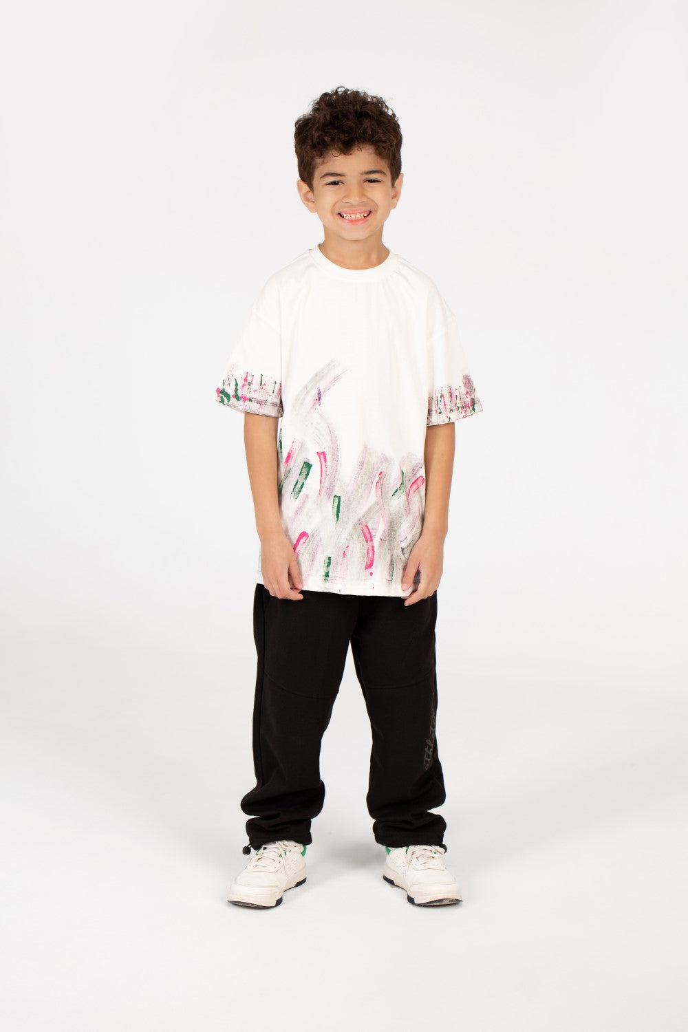 قميص نصف كم اوفر سايز مطبوع 2 للصبيان