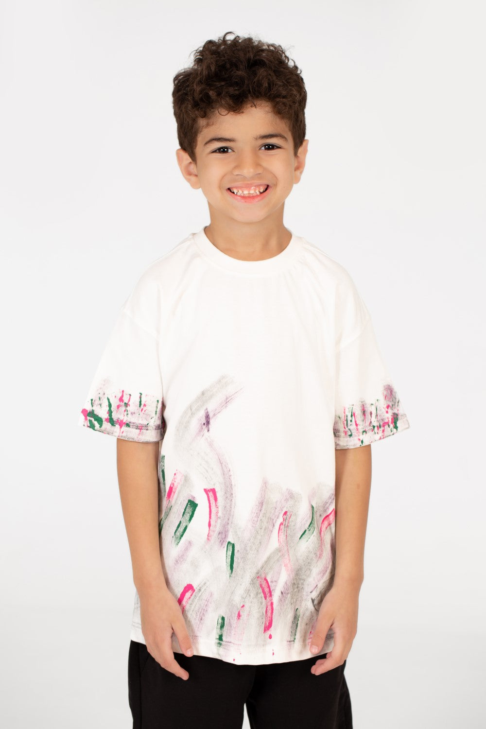 قميص نصف كم اوفر سايز مطبوع 2 للصبيان