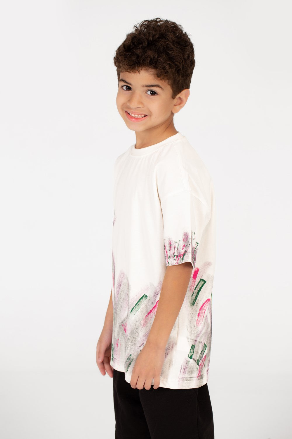 قميص نصف كم اوفر سايز مطبوع 2 للصبيان