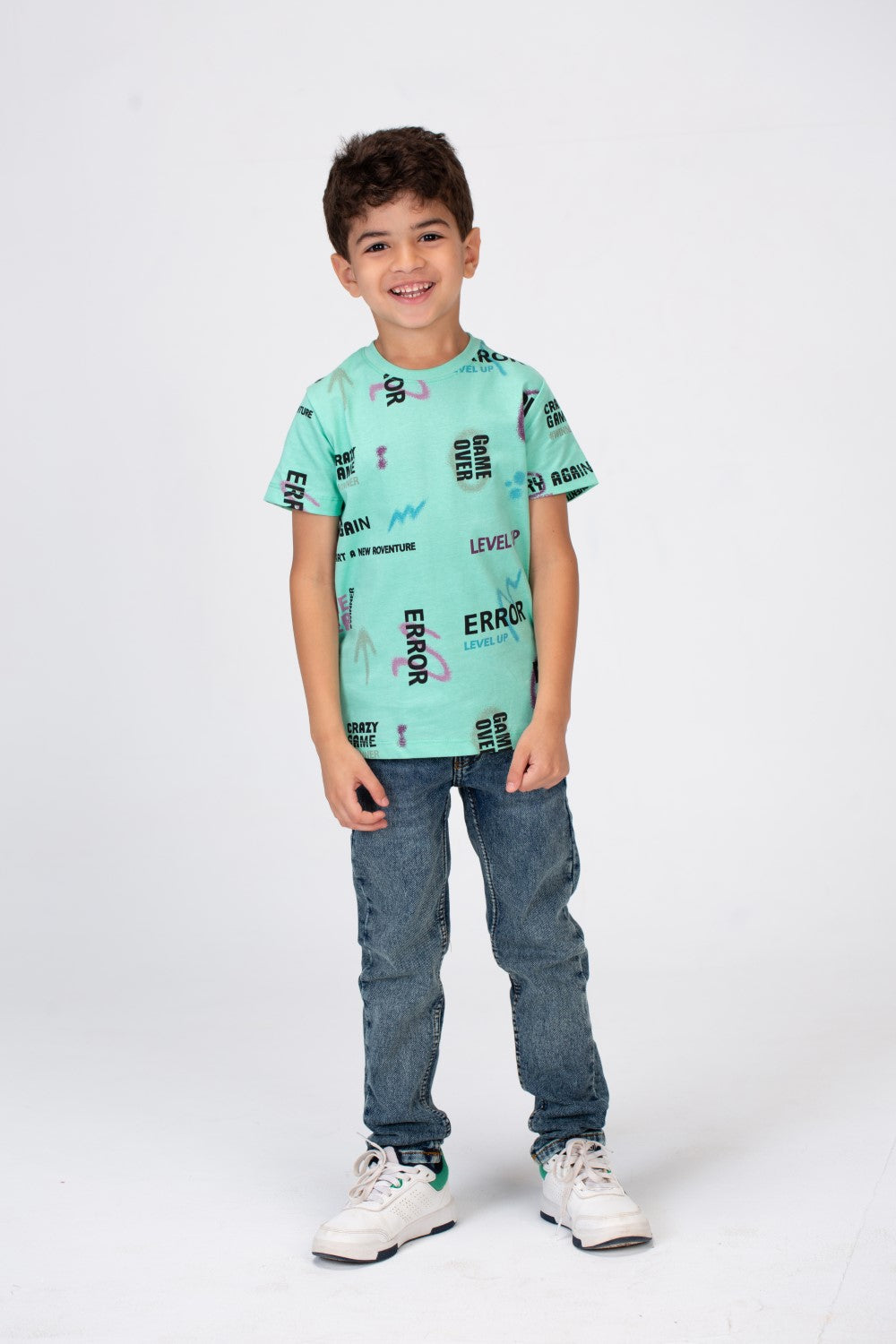 Boys Half Sleeves T-shirt With A Round Neck And Full Print