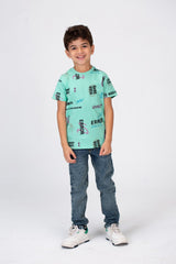Boys Half Sleeves T-shirt With A Round Neck And Full Print