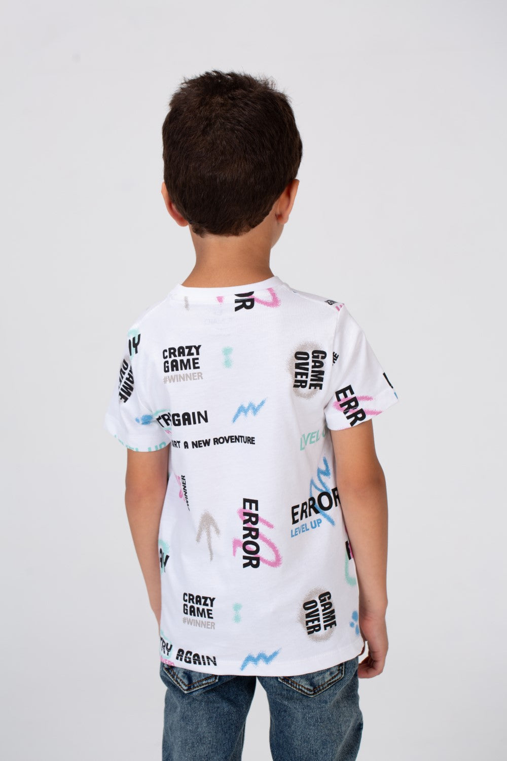 Boys Half Sleeves T-shirt With A Round Neck And Full Print