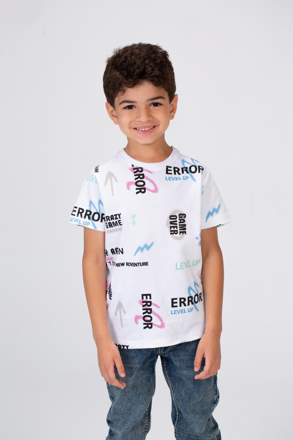 Boys Half Sleeves T-shirt With A Round Neck And Full Print