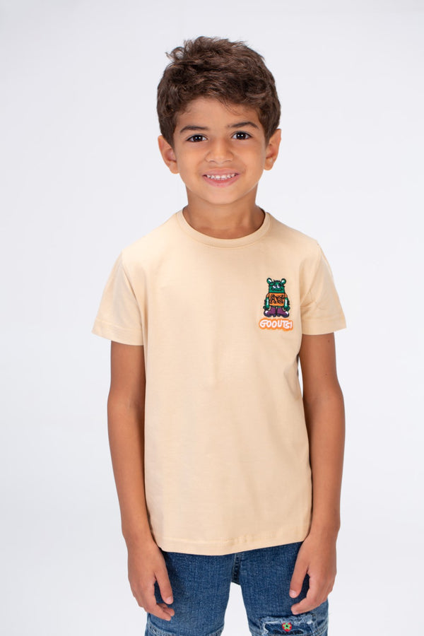 Boys Round Neck T-shirt Printed On The Front And Back Made Of Single Lycra Material