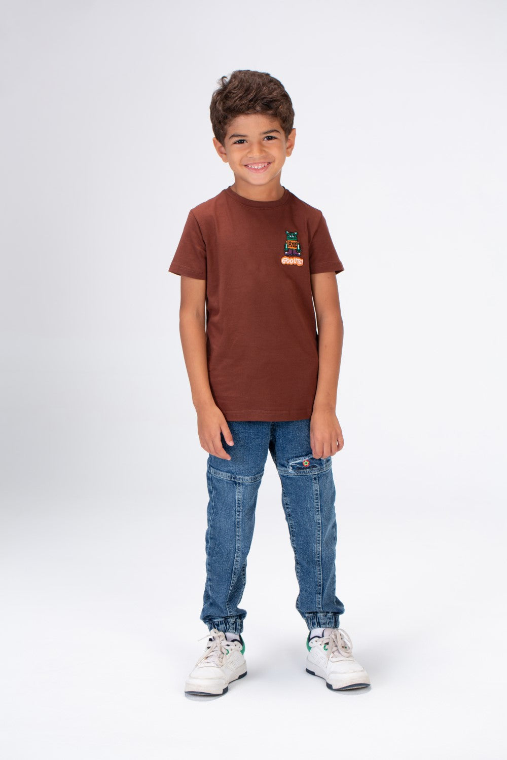 Boys Round Neck T-shirt Printed On The Front And Back Made Of Single Lycra Material