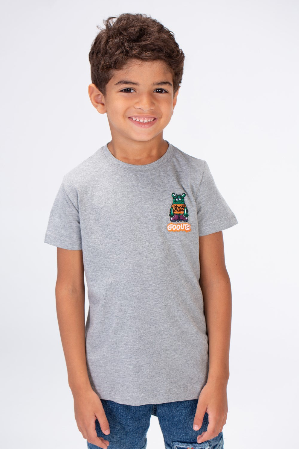 Boys Round Neck T-shirt Printed On The Front And Back Made Of Single Lycra Material