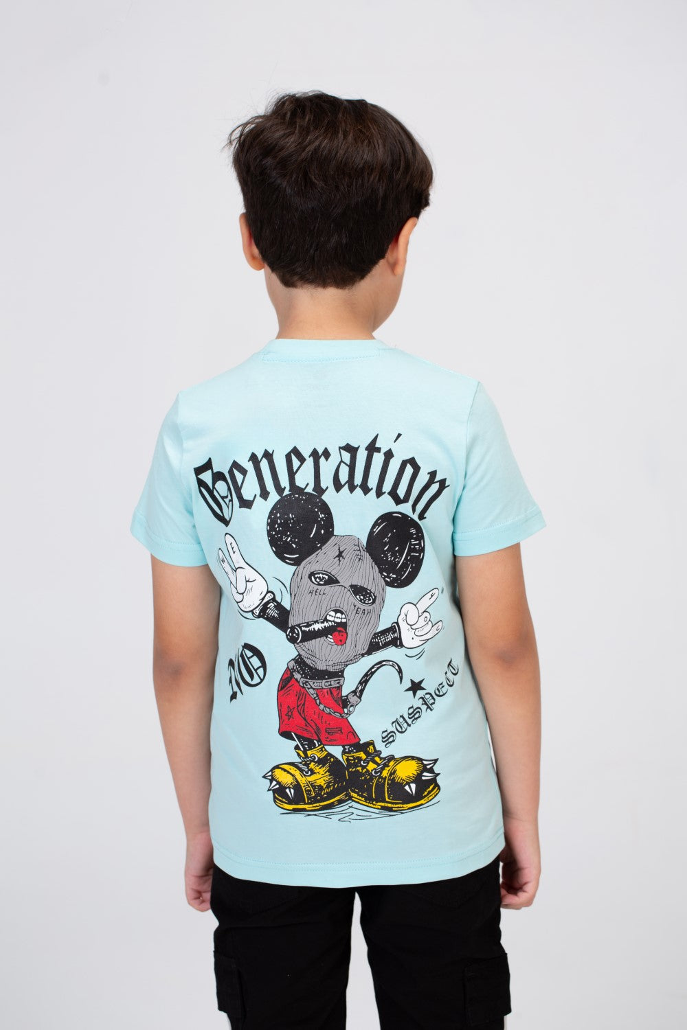Boy's Crew Neck Short Sleeve Front&Back Printed T-Shirt