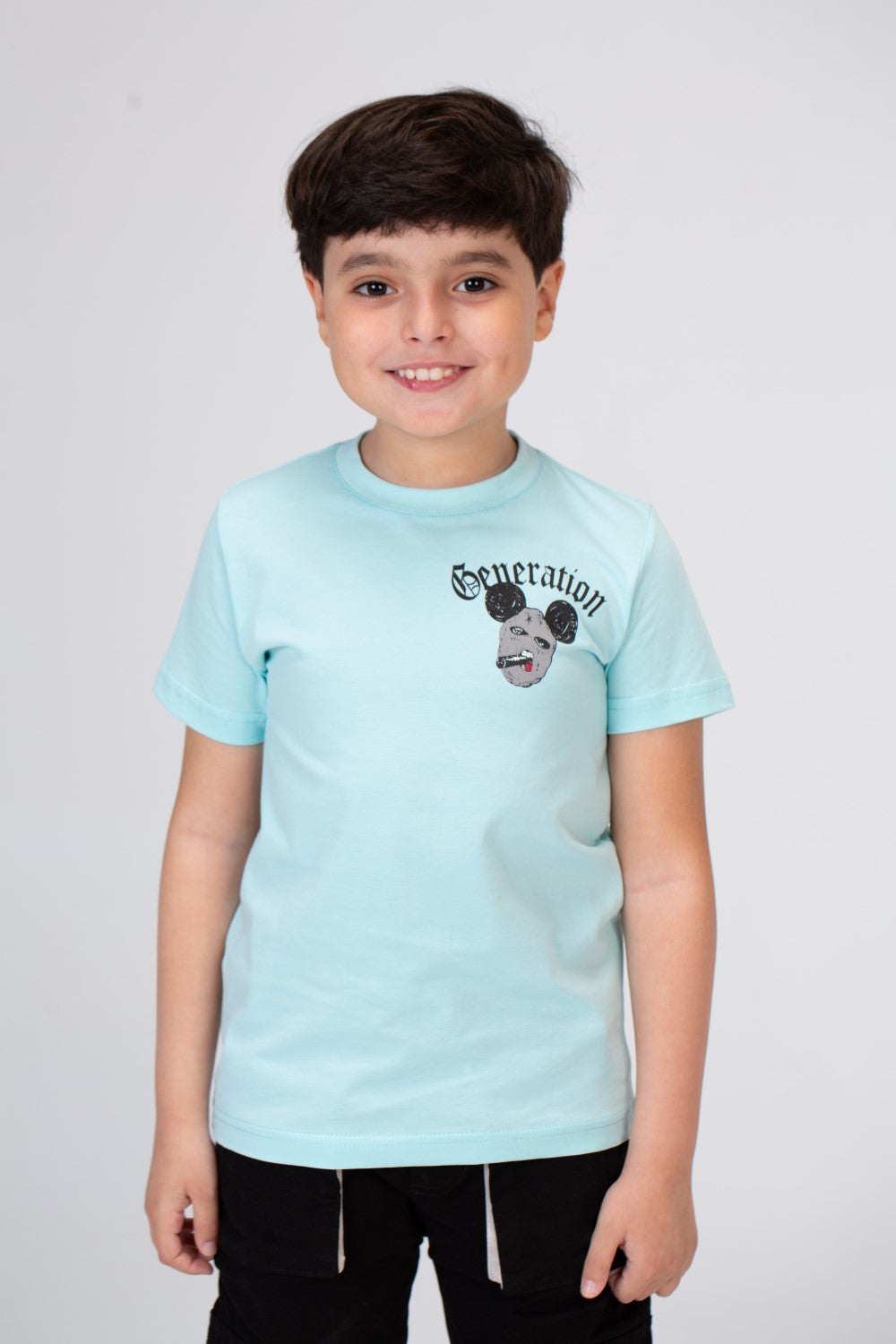 Boy's Crew Neck Short Sleeve Front&Back Printed T-Shirt