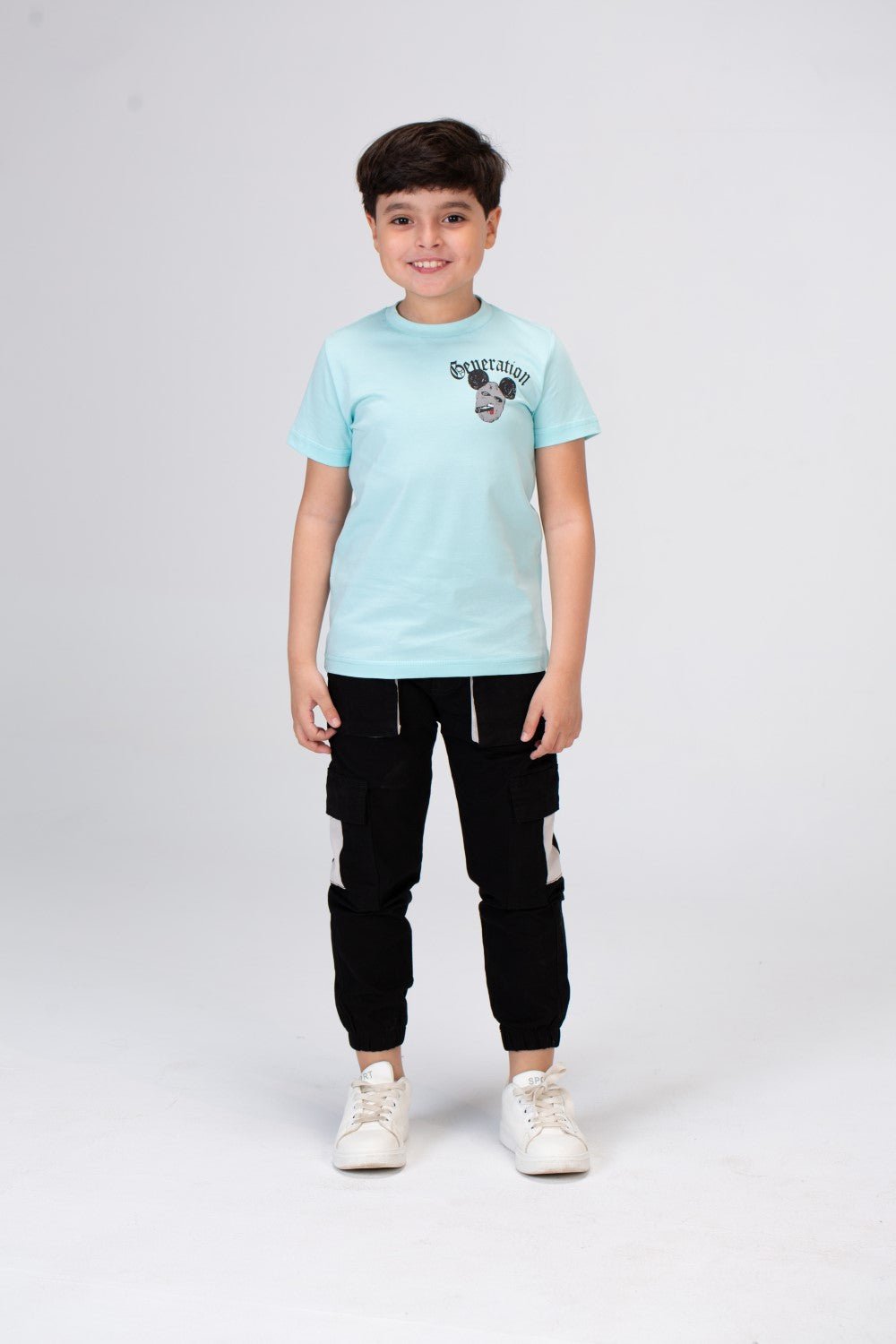 Boy's Crew Neck Short Sleeve Front&Back Printed T-Shirt
