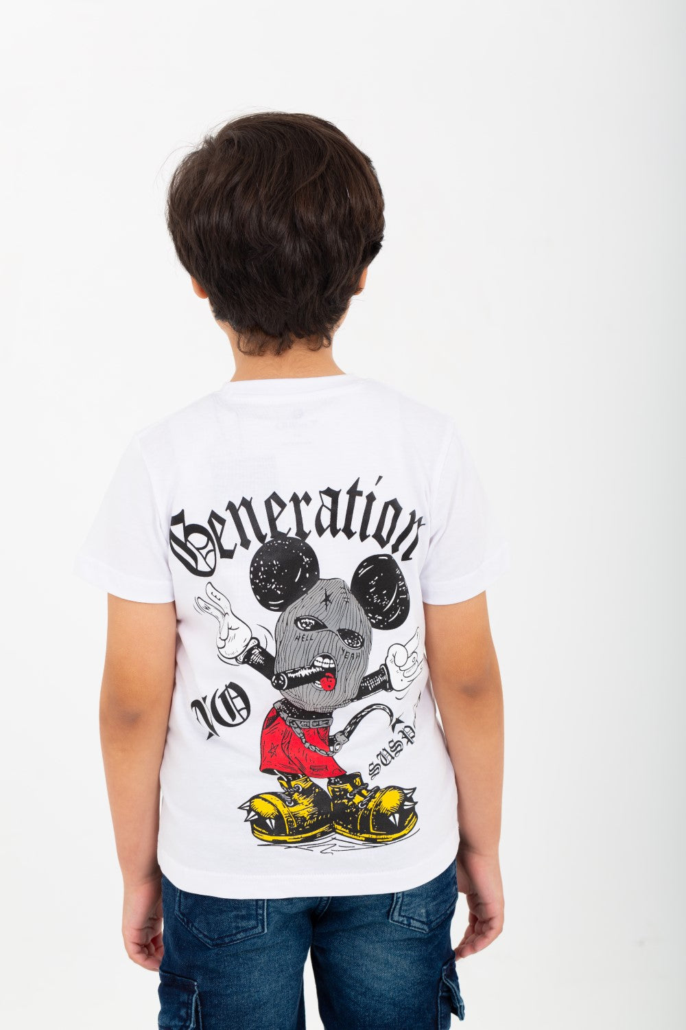 Boy's Crew Neck Short Sleeve Front&Back Printed T-Shirt