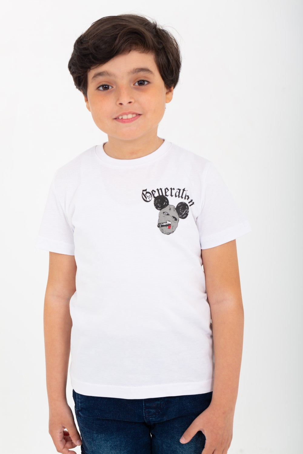 Boy's Crew Neck Short Sleeve Front&Back Printed T-Shirt
