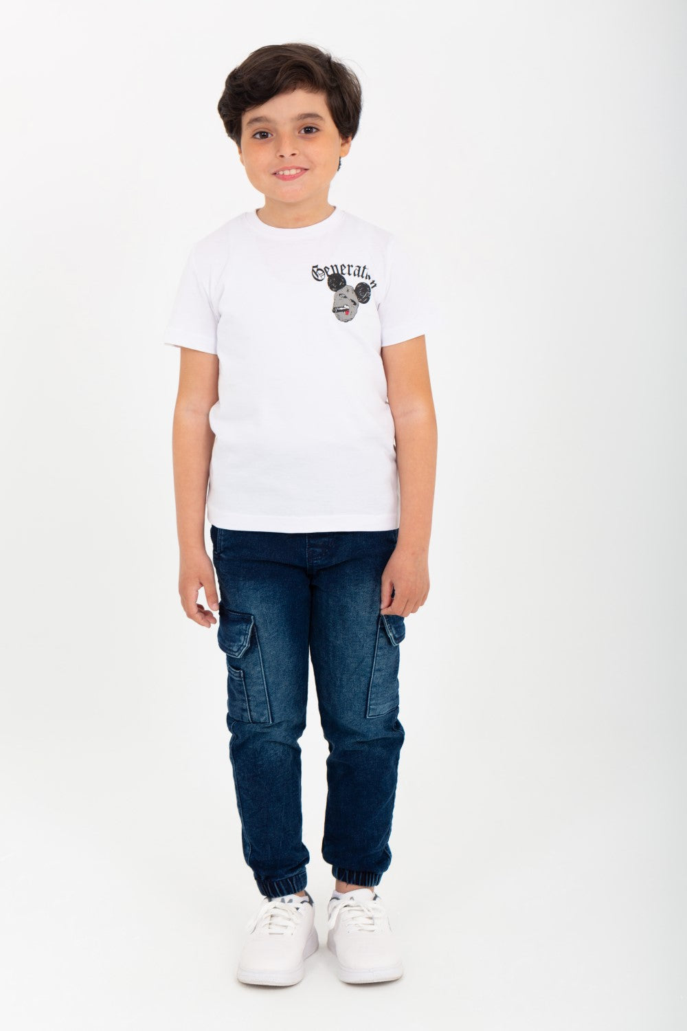 Boy's Crew Neck Short Sleeve Front&Back Printed T-Shirt
