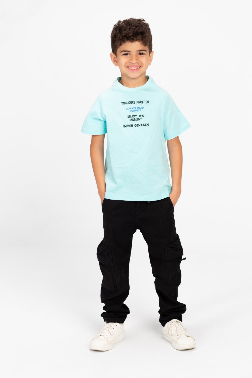 Boys Round Neck T-shirt With Half Sleeves And Front Print