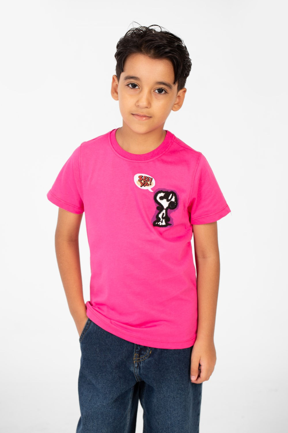 Boy's Tomato Summer Short Sleeves T-Shirt With Round Neck And Front Print