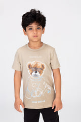 Boys T-shirt With A Bear Print On The Front Made Of Comfortable Cotton Material